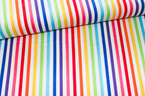 Designer- Baumwollstoff Be Colourful White Rainbow (10 cm)